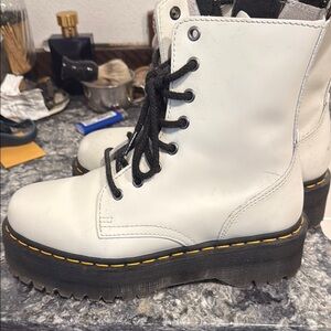Doc Martens White Platform Lace-Up Women's Boots Dress Martens